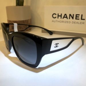 NEW Chanel Sunglasses CH5429 c.501/S8 Black w/ Gray Gradient Polarized Lenses